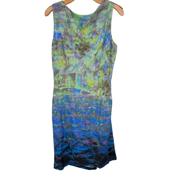 Maggy Boutique Suzi Chin Dress Size 14 Multicolor Sleeveless Belted Waist Polyes - Picture 9 of 10